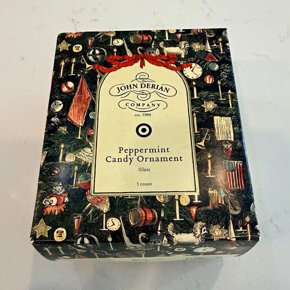 John Derian Company Peppermint Candy Glass Hanging Ornament Green Round TARGET